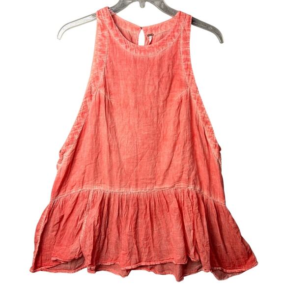 Free People Breathless Moments Tunic Garment Dyed Red Size L Boho Beachy Cottage - Picture 2 of 7